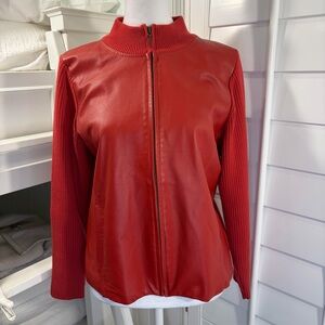 Pendleton Leather Wool Zip Front Jacket